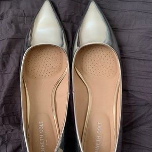 Kenneth Cole Silver Chrome Kitten Heels - Womens 8.5